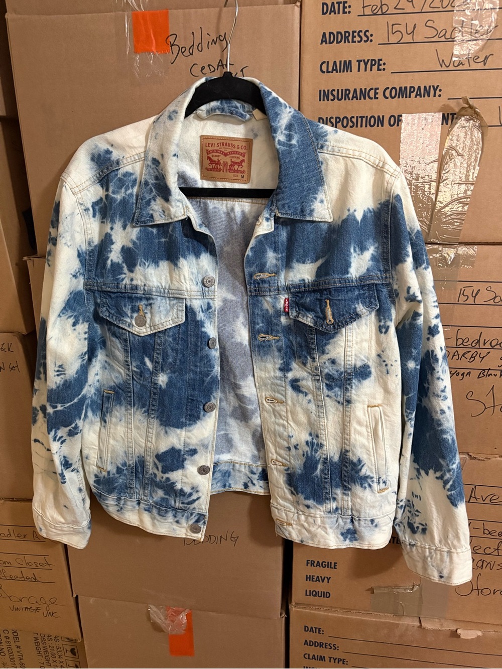 Levi's Blue & White Cloudy Daze Tie-Dye Denim Trucker Jacket - Women's